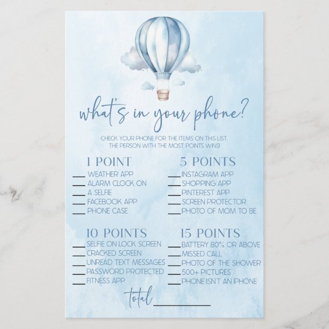 Ballotte à air chaud dans votre jeu de Baby shower (Devant)