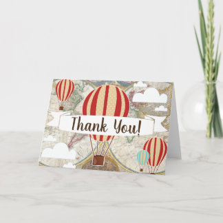 Ballotte à air chaud et carte du monde Merci blanc