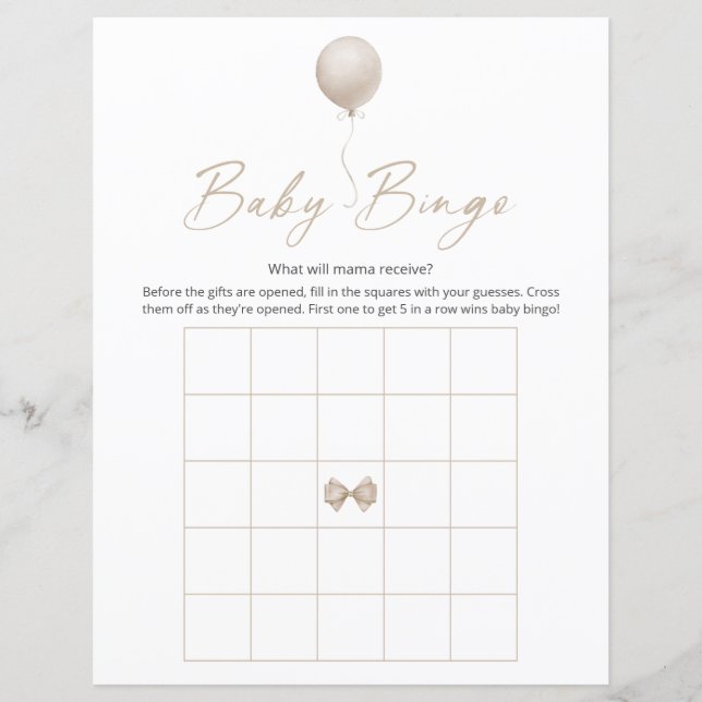 Ballotte Beige Baby shower moderne Jeu de Bingo (Devant)