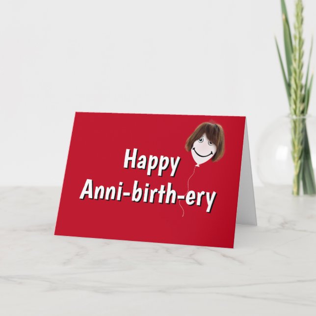 Ballotte d'anniversaire avec cheveux sur carte rou (Devant)