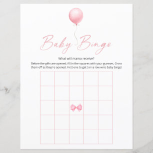Ballotte rose Baby shower moderne Jeu de Bingo