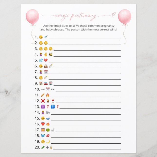 Ballotte rose double face Emoji Pictionary Jeu (Devant)