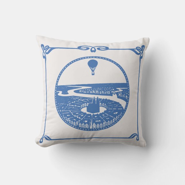 Ballotte vintage Hot Air Paris Art Nouveau Coussin (Recto)