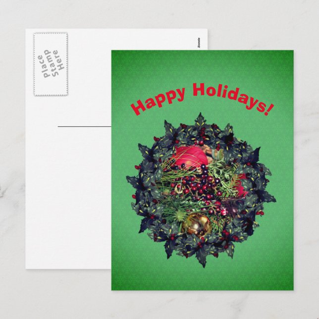 Balls Beads Wreath Carte postale de Noël (Devant / Derrière)