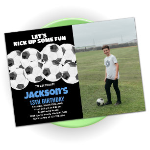 Balls Black Soccer Invitations Anniversaire avec p