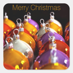 Balls de Noël Joyeux Sticker Carré de Noël