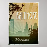 Baltimore Art déco Design City Poster illustration