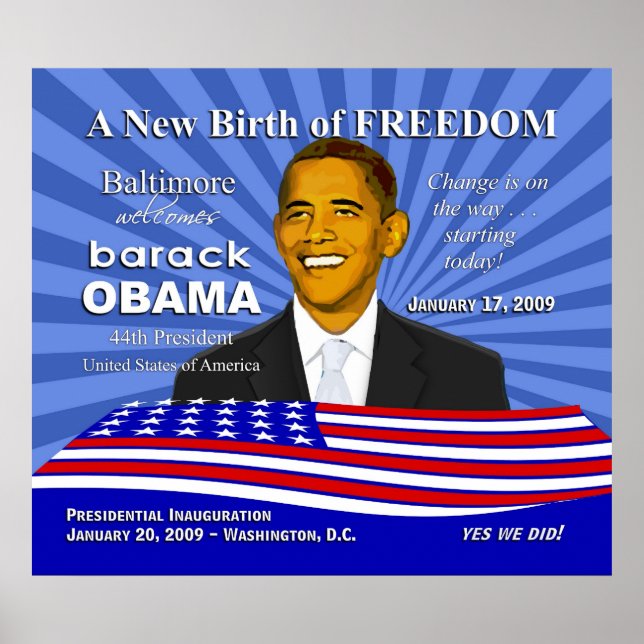 Baltimore Inauguration Événements Poster d'Obama (Devant)