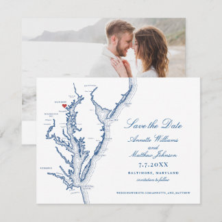 Baltimore Maryland Mariage Elégante carte marine
