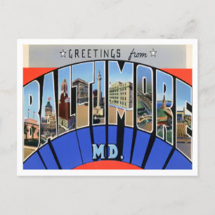 Baltimore, Maryland Vintage Big Lettres Carte post