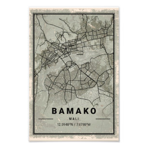 Bamako map print poster canvas Mali