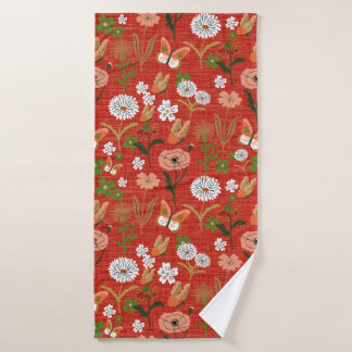 Bambou brut Shamrocks floraux papillons en rouge