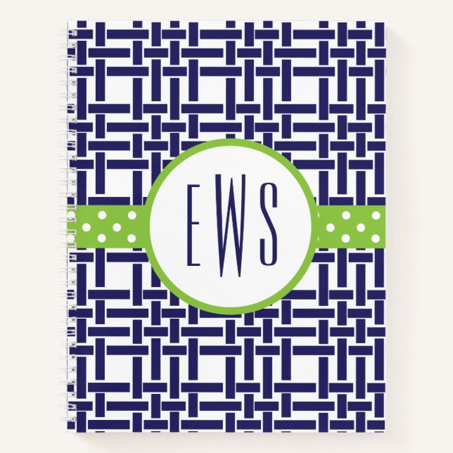 Bambou et Carnet spiral monogrammé à grains de gra (Devant)