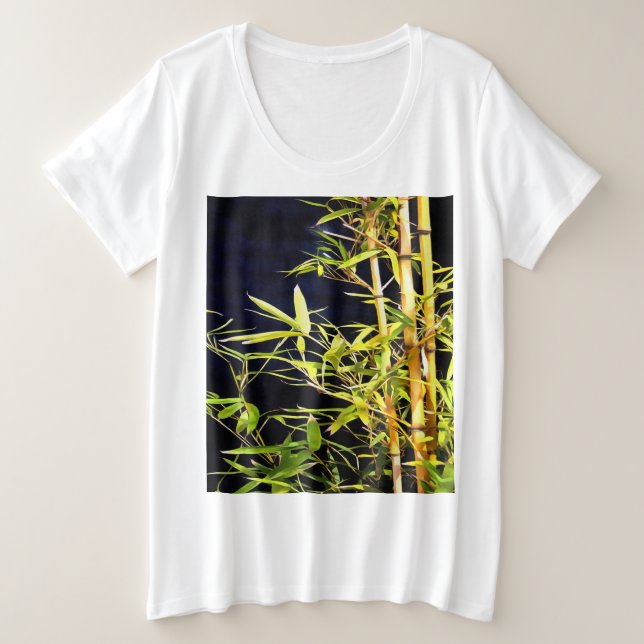 Bambou Foliage Art Tropical Sur Noir (Design devant)