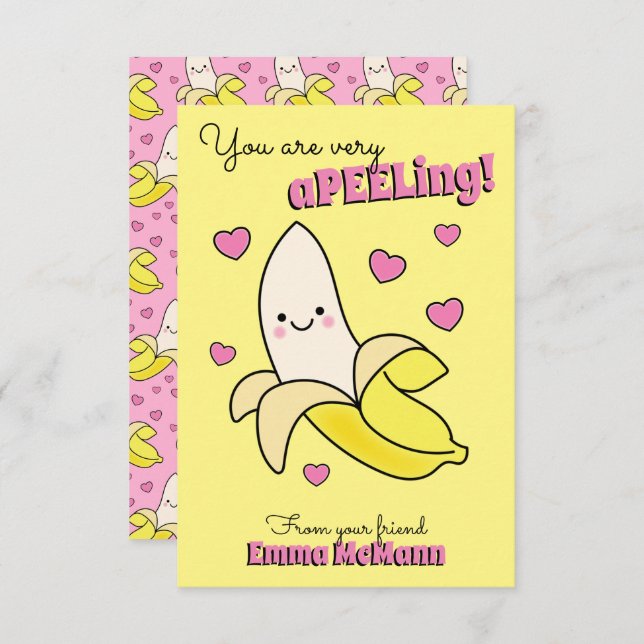 Banana Kids Classroom Valentine Cartes (Devant / Derrière)
