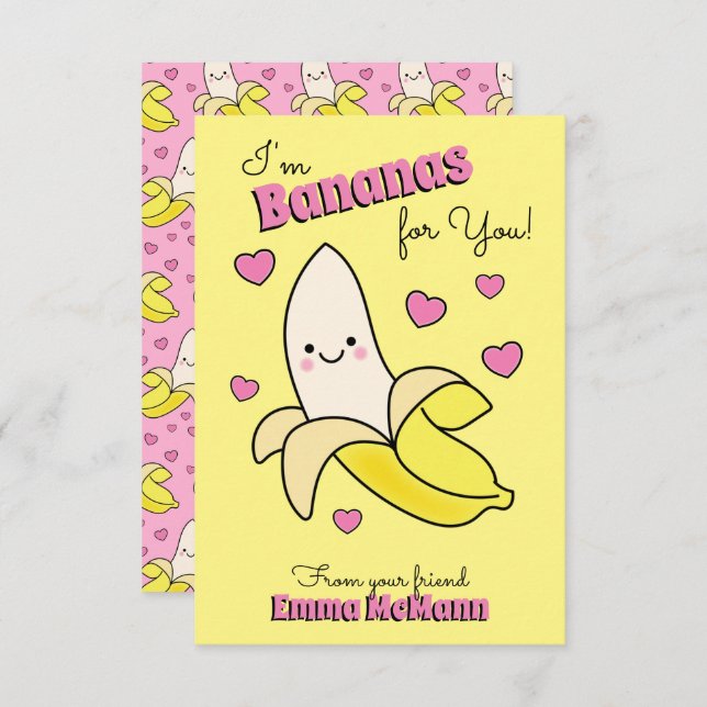 Banana Kids Classroom Valentine Cartes (Devant / Derrière)