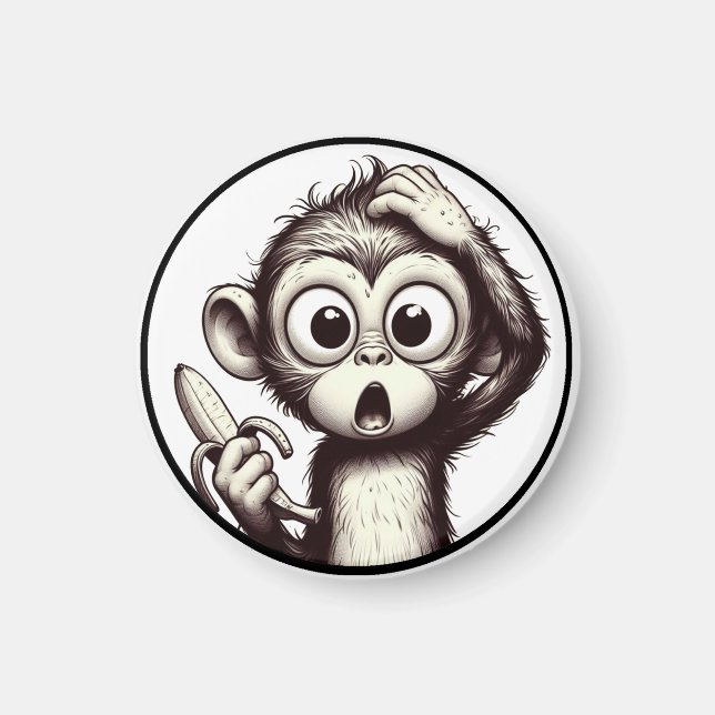 "Banana Peel Crisis Monkey" Magnet (Devant)