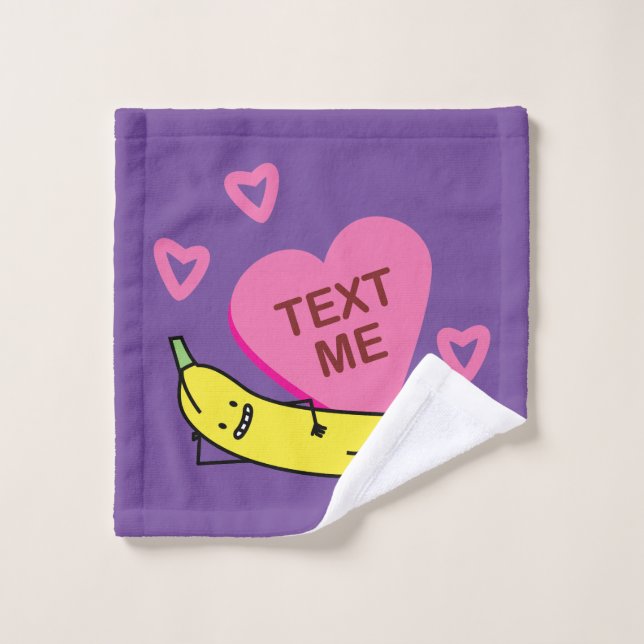 Banana Text Me Valentine souriante en train de sou (Gant de toilette)