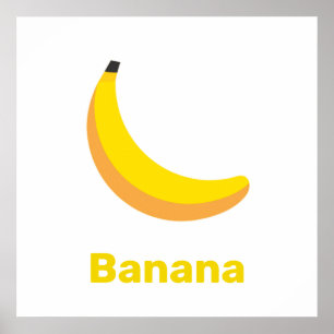 Banane jaune avec poster de mots