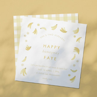 Banane Jaune En vichy Anniversaire Invitation