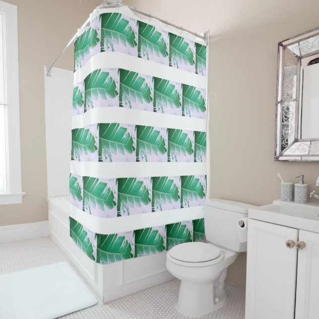 Banane sauvage verte Feuille rideau de douche (En situation)