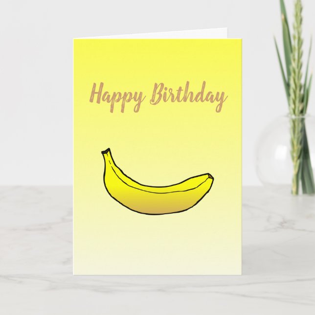Banane sur carte de vœux pliée d'anniversaire (Devant)