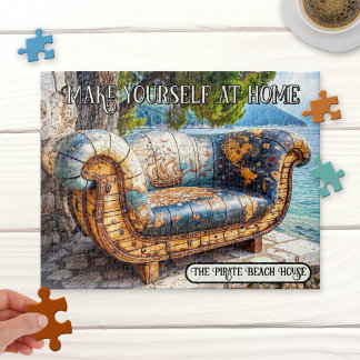 Banc de pirates au puzzle de plage