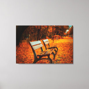 Bancs de jardin dans l'automne Toile imprimée