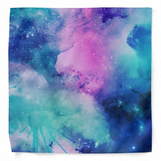 Bandana Aquarelle Bleu Rose De L Univers Spatial Nebula Zazzle Fr