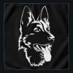 Bandana Berger Allemand Noir Et Blanc<br><div class="desc">Silhouette noire d'un berger allemand assis noir et blanc</div>