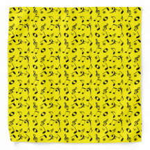 Black Angled Music Notes Motif on Yellow
