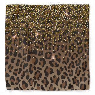 Bandana Brown confetti d'or léopard noir
