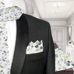 Bandana Carré de poche Mariage blanc Eucalyptus<br><div class="desc">Une élégante végétation blanche et eucalyptus seulement carré de poche cravate mariage avec aquarelle peinte sprigs eucalyptus courre autour d'un centre blanc rond de sprigs.</div>