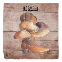 Cowboy Boot and Casquette on Woodgrain, Country Mu