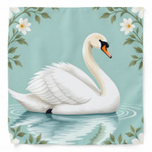 Cygne blanc élégant floral bleu