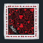 Bandana de la Saint-Valentin Coeurs rouges et noir<br><div class="desc">Sweet Valentine's Day bandana. Personnalisez avec votre nom d'animal de compagnie. Coeurs rouges sur le noir avec des bugs de dame</div>