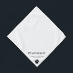 Bandana Empreinte de patte Chien Groomer Animal de compagn<br><div class="desc">Ce simple Bandana empreintes de pattes noir et blanc est parfait pour les professionnels du toilettage des animaux. Tout le texte noir qui peut être customisé en modifiant la conception où vous pouvez également ajouter des éléments et plus de texte si vous le souhaitez, ainsi que des champs de modèle...</div>