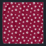 Bandana Empreintes de pattes blancs mignons et amusants Mo<br><div class="desc">Ce bandana amusant présente de mignons empreintes de pattes blancs sur un riche arrière - plan rouge pour une pop amusante de pawesome! Vous pouvez également changer la couleur rouge foncé de l'arrière - plan et les couleurs de texte en votre préférence.</div>