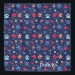 Bandana Empreintes de pattes colorés sur toile bleu marine<br><div class="desc">Empreintes de pattes chères dans une variété de couleurs,  mis sur un arrière - plan bleu marine. Votre animal de compagnie aura l'air bon de porter ce design!</div>