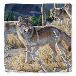 Bandana Ensemble de loups dans la peinture forestière