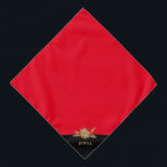 Bandana Fleurs d'or de luxe personnalisées Élégant Classy<br><div class="desc">Luxueux ornement floral avec nom pour personnaliser pour la fille la plus puissante (bonne) jamais! Couleurs principales de ce modèle : noir,  blanc et or (encres régulières sont utilisées,  pas métalliques).</div>