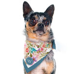 Bandana Floral Pattern Monogram Dog<br><div class="desc">Make your pet feel really special with this pretty girly floral pattern monogrammed dog bandana. Decorated with bright pink, blue and peach watercolors, this bandana will look stunning with your pet's monogram. Treat yourself to a matching "Mom and Me" scarf with your own monogrammed inital. It's the perfect gift for...</div>