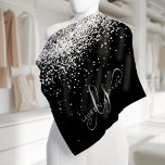 Bandana Glam Black Silver Parties scintillant Nom du monog<br><div class="desc">Glam Black Silver Glitter Elegant Monogram Bandana. Easily personalize this trendy chic bandana design featuring elegant silver sparkling glitter on a black background. The design feh your handwritten script monogram with pretty swirls and name.</div>