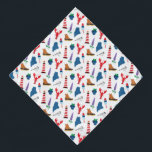 Bandana Icônes du Maine<br><div class="desc">Ce design présente toutes vos icônes préférées du Maine : poulets,  bottes,  bleuets,  bouées,  homards,  lupines et phares.</div>