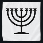 Bandana Menorah juive (symbole du judaïsme)<br><div class="desc">Ce dessin illustre une menorah, utilisée par les Juifs pour célébrer les huit jours fériés d'Hanoukka. La menorah est un chandelier à neuf branches qui est allumé pendant Hanoukka. Huit des neuf branches ont des lumières (bougies ou lampes à huile) qui symbolisent les huit nuits du jour férié ; chaque...</div>