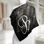 Bandana Monogramme d'étincelle à Parties scintillant noire<br><div class="desc">Personnalisez facilement ce design élégant et branché de bandana avec une jolie parties scintillant brillante noire sur un arrière - plan métallique brossé noir.</div>