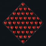 Bandana motif à coeur rouge sur noir<br><div class="desc">motif à coeur rouge sur noir</div>
