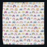 Bandana Motif blanc multi-arc-en-ciel<br><div class="desc">Bandana Multi Rainbow Blanc. Éléments correspondants disponibles. Art original d'artistes propres illustrations. Veuillez utiliser le bouton Message me ci-dessous pour obtenir de l'aide sur la personnalisation et les demandes spéciales. © Zoe Chapman Design</div>