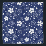 Bandana Motif Blue Sakura<br><div class="desc">Les fleurs de cerisier blanc sakura japonaises traditionnelles sont en bleu.</div>