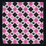 Bandana Motif Empreinte de patte Jacquard rose et noir<br><div class="desc">Présentant notre design élégant de Jacquard noir, rose et blanc avec d'adorables empreintes de pattes, le mélange parfait de sophistication et de charme d'inspiration animal. Ce design accrocheur combine le motif Jacquard classique avec des empreintes de pattes ludiques, créant un look unique et tendance. La motif Jacquard dégage une esthétique...</div>